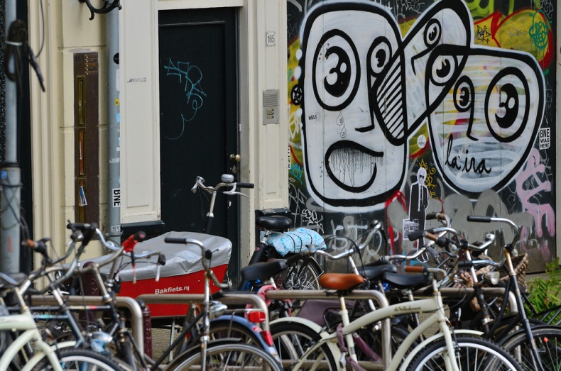 art abstract graffiti amsterdam bikes